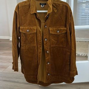 Madewell Corduroy Yorkway Shacket in “Antique Gold”